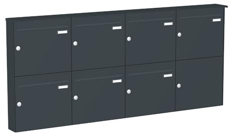KNOBLOCH Briefkastenanlage | Aufputz | 7-Fach | Anthrazit RAL 7016 | senkrecht | optional 2. Namensschild & 3 Schlüssel
