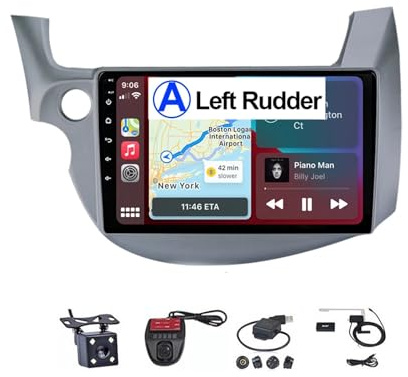 Para HONDA FIT JAZZ 2007-2013 Android 12 CarPlay Android Auto Receptor estéreo para automóvil Pantalla táctil de 9 pulgadas con navegación GPS 4G WiFi FM AM SWC Cámara de respaldo Bluetooth (Color: M4