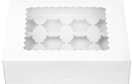 LONGTEAM Pre-folded 12 count Cupcake Boxes, 10-Set Cupcake Container with Window Transport Holders Holding 72 pastry Box for Birthday, Holiday, Party Bakery Supplies 32.5cm x 25cm x 9cm (10)