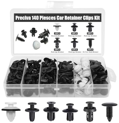Dunkwckore 140 Stück Befestigungsclips Auto, Kunststoffschrauben, 6 Arten Türverkleidung Clips Nylon Stoßstange Spreiznieten Karosserie, Kunststoffnieten, Auto Befestigung Clips Set, Befestigungssatz