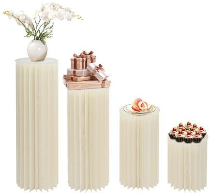 Set di 4 supporti per fiori in cartone bianco, decorazione per matrimonio, altezza 30-100 cm, colonne rotonde con pannelli in PVC, colonne di fiori fai da te per feste, compleanni, eventi, decorazioni