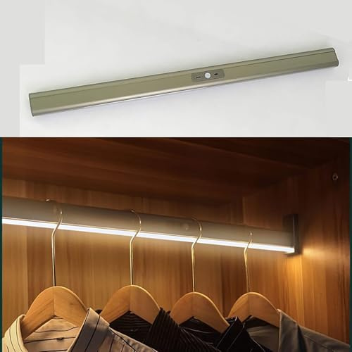 THEGA Tringle De Penderie avec Éclairage LED 50-130 Cm, Tringle De Penderie avec Batterie Au Lithium Intégrée, Barre De Penderie Robuste, Charge De 75 Kg, Cintre en Métal(850mm)