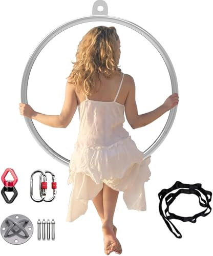 Lyra Hoop in Acciaio Inossidabile per Adulti, Set di Cerchi Aerei per Fitness Acrobatico Standard, Cerchio Ad Anello per Yoga Domestico da Palestra per Impieghi Gravosi, Diameter-85cm(33 1/2)