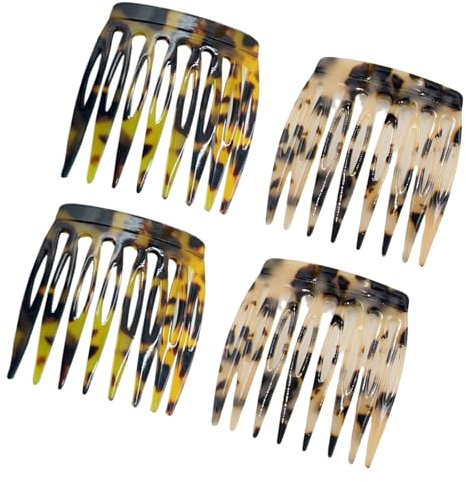 Haarkämme mit starkem Halt, Vintage-Haarkämme, französisches Design, Acetat, Haarnadeln für Damen, für den täglichen Gebrauch, Hochzeiten, Partys, Haarstyling, gebogen, sicherer Griff, 4 Stück