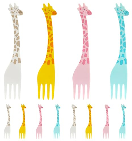 RUGBOL 12 Tenedores para Niños, Accesorios Bento Giraffe para Frutas, Postres y Fiestas Infantiles