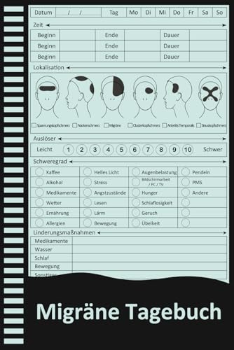 Migräne Tagebuch: 100-Seitiges Symptom- und Schmerzjournal zur Dokumentation von Migräneattacken, Auslösern und Medikamenten.