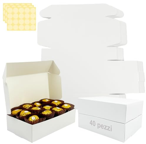 Festa Centro Scatolina Bomboniera Carta Kraft Bianco 18x10x4,5cm, 40pz