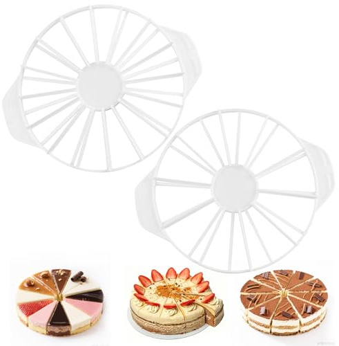 Round Cake Divider & Pie Slicer Marker, Cake Slice, Cheesecake Cutter, 2 PCS Reusable Cake Portion Marker, 10/12/14/16 Slices-Works for Cakes Up to 12.8 Inches Diameter