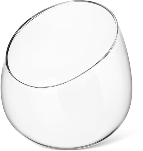 JOINPAYA Glass Terrarium Planter Bowl with Angled Mouth for Succulents and Moss, Round Vase for Indoor Plant Arrangements, Desk and Shelf Decoration, 4.7 Inch Diameter