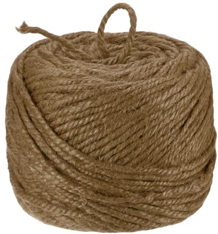 M METERXITY 1-Pack Natural Jute Twine String 3mm x 328ft/100m, Dark Brown | Garden Twine Balls for Crafts, Gift Wrapping, Gardening Plants, Durable Plant Ties Thick Rope