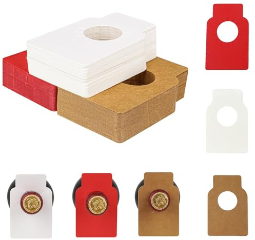 ANBOO 150 etiquetas para botellas de vino de 5,7 x 8,9 cm, impermeables, para colgar en el cuello, etiquetas de papel kraft rojo y blanco para botellas para organización de bodegas, identificación de