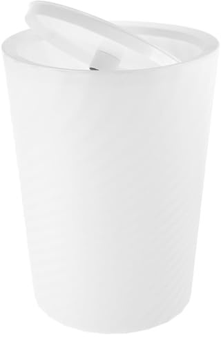 Alipis Cubo de Basura con Tapa Abatible Grande 12l, Plástico Resistente de Color Claro, para Baño, Oficina y Cocina, Cubo Basura Doméstico Funcional y Compacto para Hogar y Sala