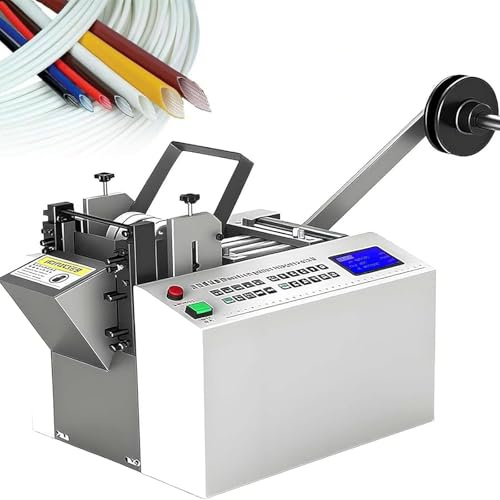 WHYYDSS Tagliatubi Automatico per Tubi in plastica, Macchina elettrica per Il Taglio di Tubi da 300 W, velocità 34 m/min e Larghezza Massima 100 mm, programmabile per PVC/Tubi/Cavi, 360x450x360 mm