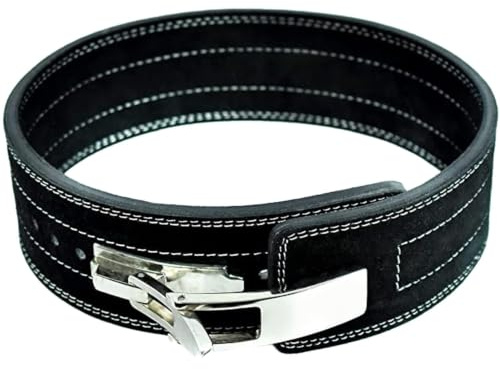 FlexzFitness Lever Weight Lifting Leather Belt - 10mm Powerlifting Gym Belts for Men & Women - Lower Back Support for Weightlifting Deadlifts Squats