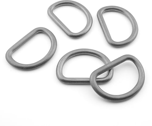Ganzoo D-Ring aus rostfreiem Nickel-Stahl, 5er Set in Silber, 4 mm Materialstärke, ohne Schweißnaht, 36 x 26 mm, Innen 28 x 18 mm, 9 g, für DIY Hunde-Leine und Halsband, Paracord 550