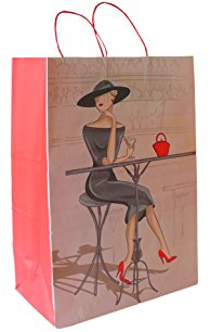 Papiertragetaschen mit roter Kordel Elegance 32 + 17 x 44 cm (25 Stück)