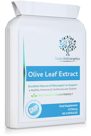 Olive Leaf Extract 6750mg Whole Leaf Equivalent - 60 Capsules - Containing 20% Active Oleuropein