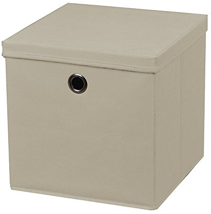 3 Stück Faltbox Creme 28 x 28 x 28 cm Aufbewahrungsbox faltbar mit Deckel