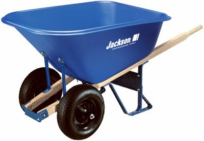 Jackson MP1010 Wheelbarrow, 10 cu-ft Volume, Poly, 2-Wheel, Pneumatic Wheel, 16 in Wheel