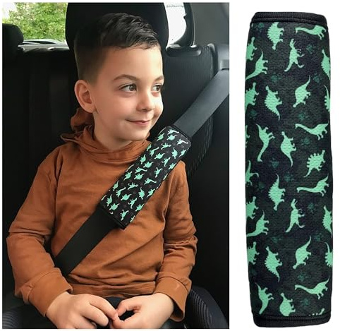 HECKBO1x Dino Dinosaures Protecteur de ceinture de sécurité pour ceinture de sécurité Coussin d'épaule Coussin d'épaule Sièges d'auto Coussin de ceinture de sécurité pour enfants et garçons