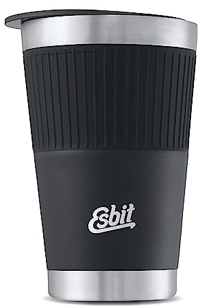 Esbit Thermobecher Sculptor - Edelstahl Autobecher mit Manschette - 550 ml - für heiße und kalte Getränke - in Schwarz