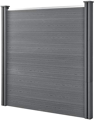 NEU.HOLZ Clôture de Jardin Brise Vue Brise Vent Bois Composite (WPC) Gris183 x 187cm