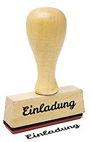 Stemplino® Textstempel - Einladung - 50mm x 15mm Holzstempel mit Text Bürostempel Firmenstempel Stempel Büro Text Stempel