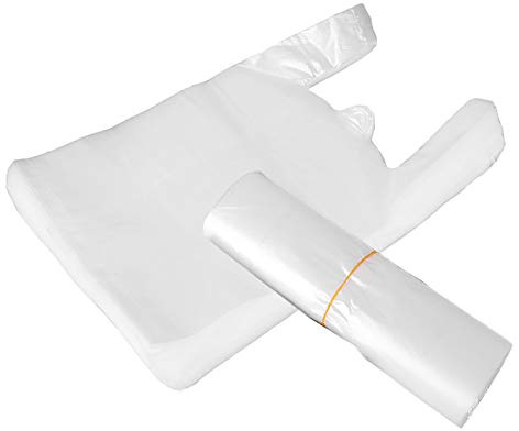 FSSTUD 100 PCS Transparent Sachets en Plastique Sac de Shopping Sacs avec Poignée 24cm