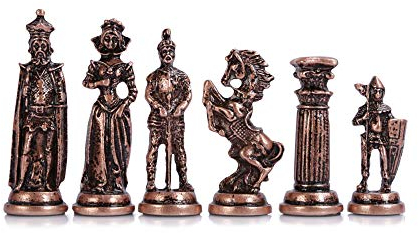 GiftHome Schachfiguren aus Kupfer im Mittelalter und britischer Armee, handgefertigt, kühle Schachfiguren King 3.5 (inkl. Brett nicht im Lieferumfang enthalten)