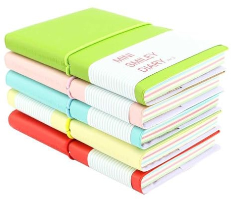 Klein Notizblock Liniertes Mini Smiley Notizbuch Tragbar Journal Tagebuch Memo Notepad Schulhefte Candy FarbeS 5 tück