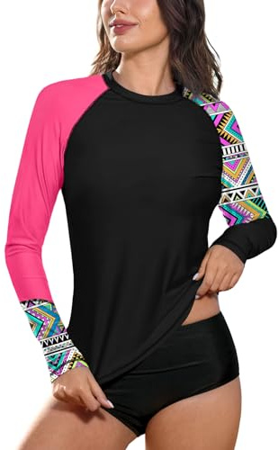 BesserBay UV Shirt Damen Langarm Badeshirt UPF 50+ Rashguard Women Atmungsaktiv Sonnenschutz Schwimmshirt S-XXL