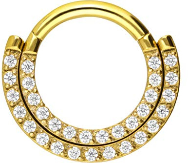 PIERCINGLINE Titan Segmentring Clicker | 2 KRISTALLREIHEN | Ring Nase Septum Ohr Helix | Farbauswahl