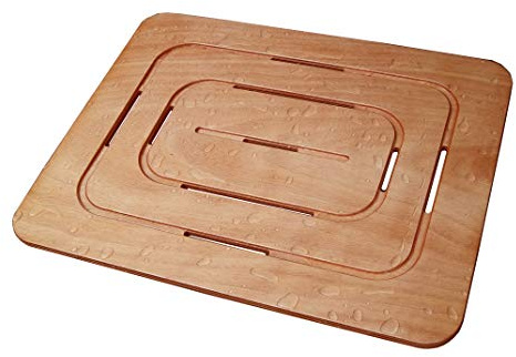 Castelmerlino Caillebotis de Douche en contreplaqué Okumè Marine 54x68 cm pour Les Assiettes 70x90 cm