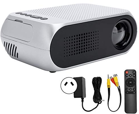 Kuuleyn Mini proyector LED portátil para el hogar 1080P, Enfoque Manual 400-600L, función Multimedia para películas caseras, Compatible con AV/USB/Micro Memory Card/HDMI(EU Plug)