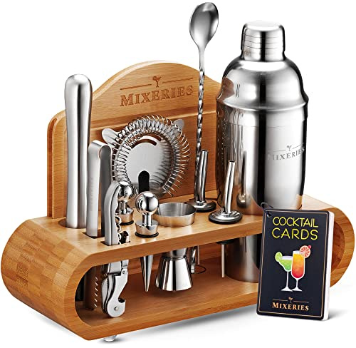 Mixology Barkeeper Kit mit Ständer – 19-teiliges Bar-Set Cocktail-Shaker-Set, Getränkemixer-Set für Hausbar mit allem Barzubehör – Bar-Werkzeug-Set, Cocktail-Kit, Mixologie-Set, Bar-Kit