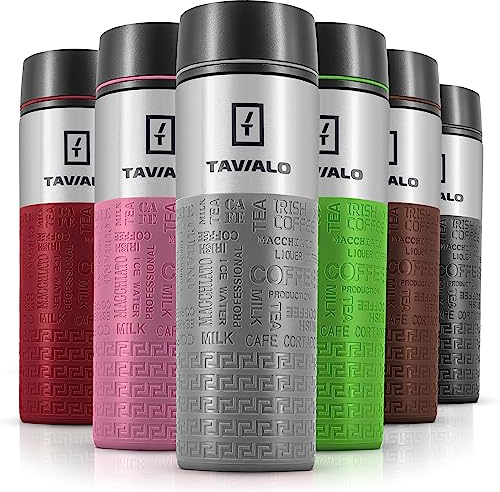 TAVIALO Thermobecher 380 ml – Isolierbecher Kaffee to go, Edelstahl BPA-frei, doppelwandig & auslaufsicher, inkl. 2 Silikondichtungen, hält Getränke 12 h heiß / 24 h kalt (Grau)