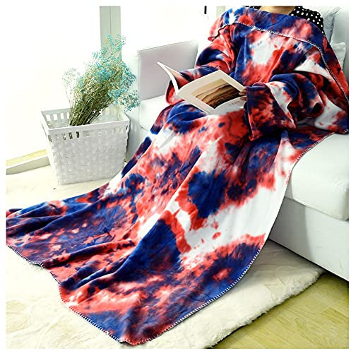 Winter sofabezug Kuscheldecke Tagesdecke Flauschige TV-Decke mit Ärmeln Kreative Geschenke Die Älteren Rollstuhl Warme Decke Fleece Tagesdecke Ärmeldecke weich Decke Schal rot 137X180CM