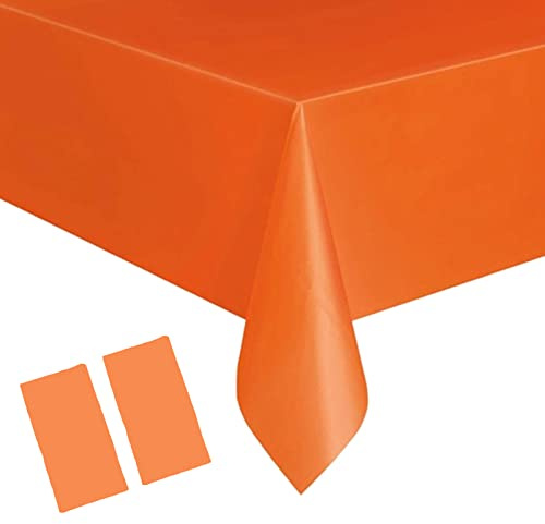 YAAVAAW 2 Piezas 137 * 274cm Mantel Desechable con Naranja,Mantel de Plastico Rectangular Impermeable y Antimanchas,Decoración de Mesa para Cumpleaños Infantil,Exterior Jardin,Fiesta,Bodas,Navidad