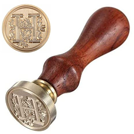 Anawakia sigillstämpel, vintagestil vax, sigillstämpel, sigill set AZ, dekorativt sigill, sigill med trähandtag, brev 26 bokstäver, gör-det-själv trä vax sigill, stämpel 1 st (H)