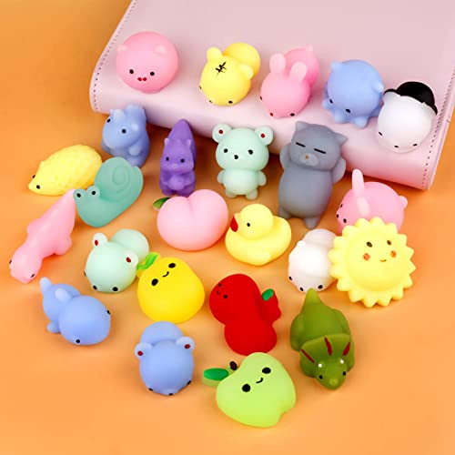 Mini Squishy Pack, Soft Mochi Squishy Toys 24-pack Moji Fidget Toys, Mini Kawaii djur Squishies partypåsar fyllmedel stressminskning leksak för barn vuxna jul födelsedagspresent