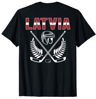 Lettonia tifosi di hockey su ghiaccio Jersey bandiera lettone Puck bastone da hockey Maglietta
