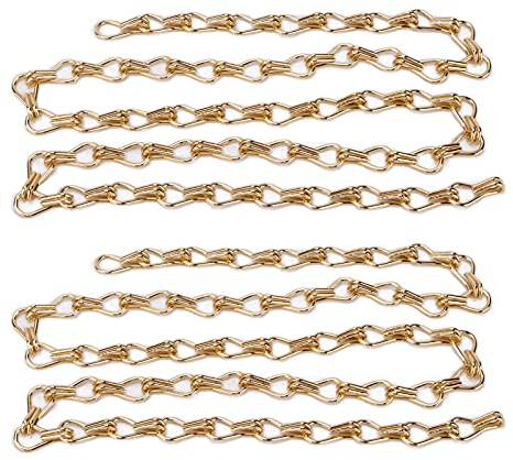 2 Pièces Chaîne de Luminaire Suspendu, 1 M Chaîne Pot de Fleurs Suspendu Panier, Suspension Plante en Aluminium D'éclairage pour Lustre de Lampe Suspendues D'intérieur Extérieur(Doré)