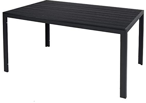 Mojawo Wetterfester Aluminium Gartentisch anthrazit/schwarz Esstisch Gartenmöbel Tischplatte WPC Holzimitat witterungsbeständig, Maße Tische:180cm x 90cm