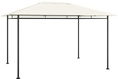 vidaXL Cenador Lateral Pérgola Jardín Patio Terraza Toldo Sombrilla Parasol Tienda Carpa Marquesina Desmontable Color Crema 384x281x270 cm 180 g/m²