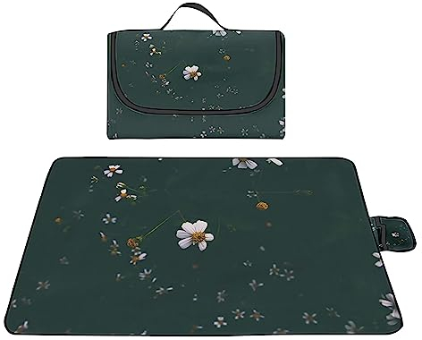 Picknickdecke 200x200cm,XXL Picknickdecke mit Wasserdichter Unterseite,Outdoor Stranddecke Sandfrei,mit Tragegriff Faltbare Picnic Blanket für Camping,Strand,Familie,Konzerte Kleine zerdrückte Blume