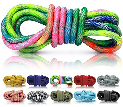 Ganzoo © PPM Seil 10 Meter, Tauseil, Hunde-Leine, Halsband, Takeln, Polypropylen Multifilem Rope, 10mm Stärke, Wave Rainbow