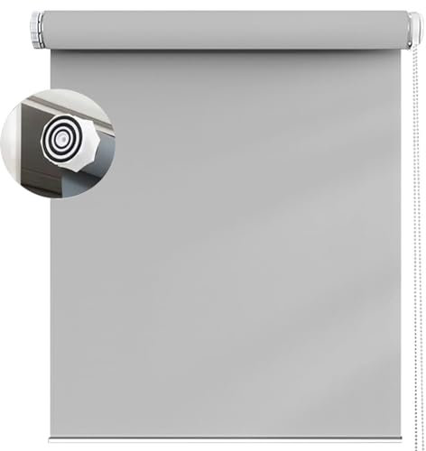 Rollo für Fenster Ohne Bohren 50 x 130 cm Sichtschutz und Sonnenschutz, Seitenzugrollo Fensterrollo inkl. Zubehör für Türen und Fenster, Hellgrau