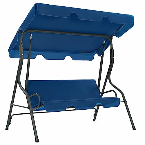 Homgoday Schaukelbank für den Garten, Dunkelblau, 170 x 110 x 153 cm, Stoff, Möbel für Haus und Außen, Wohnzimmer, Schlafzimmer