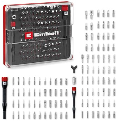 Einhell 114-tlg. Präzisions- und Elektronik-Reparatur-Set | Präzisionsbits | Hakendreher-Bit | Präzisionsstecknüsse | Schraubendreher-Bithalter | Adapter | inkl. Aufbewahrungsbox