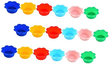 TOPBATHY 18pezzi Pirottini Silicone Stampi Per Muffin Riutilizzabili e Antiaderenti Per Cupcake e Dolci